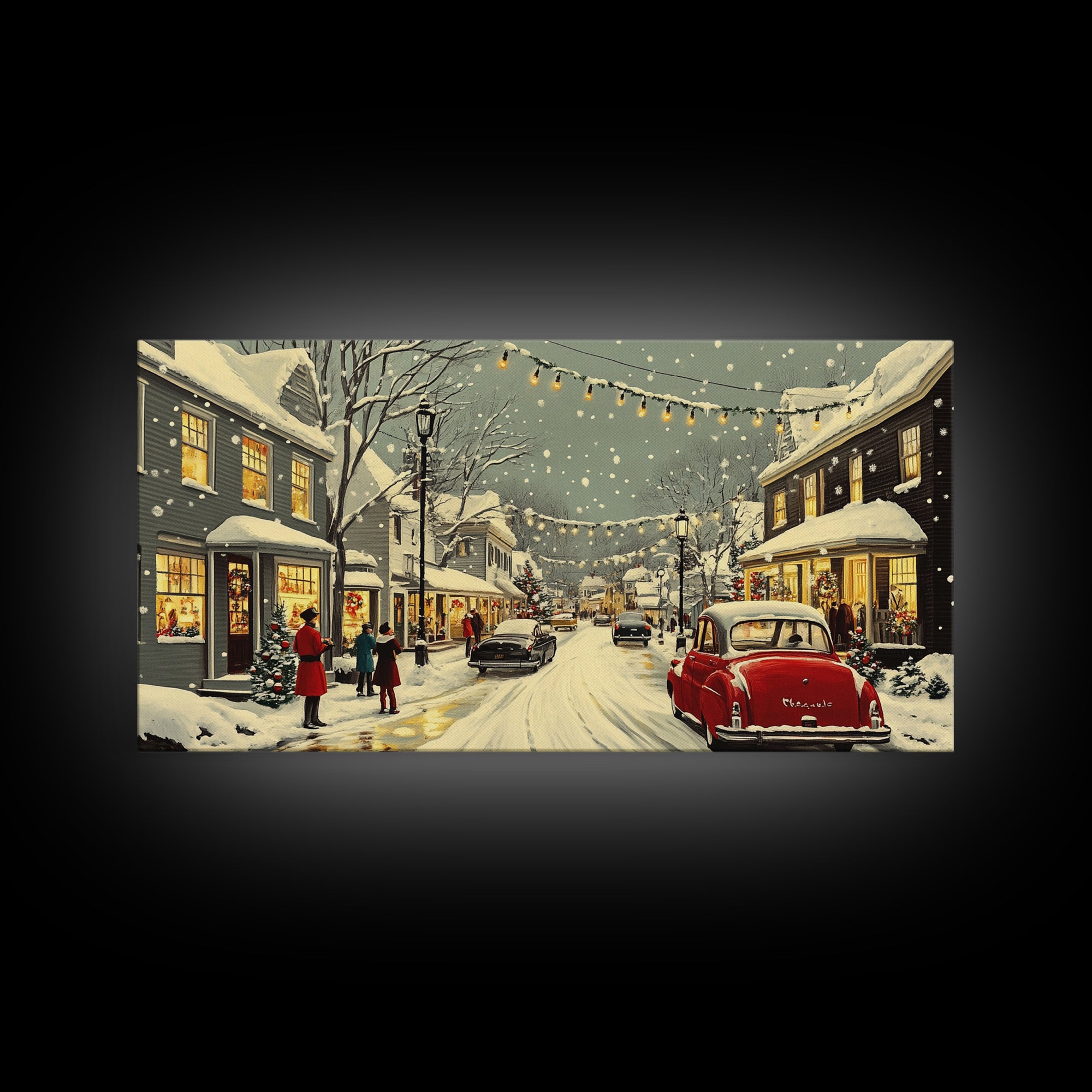 Christmas Village Painting Print Ready To Hang Wall Art, Canvas Print, Christmas Wall Art, Christmas Mantle Decor, Christmas Gift Idea