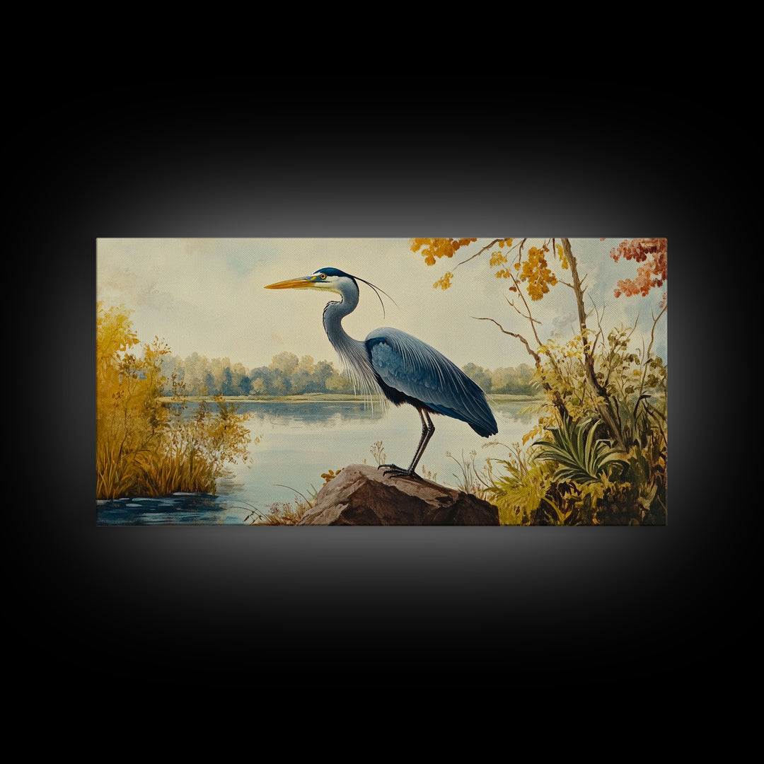 Blue Heron Painting Print | Florida Home Decor | Bird Painting | Nautical Art | Nautical Painting | Lake House Wall Art | Blue Heron Art