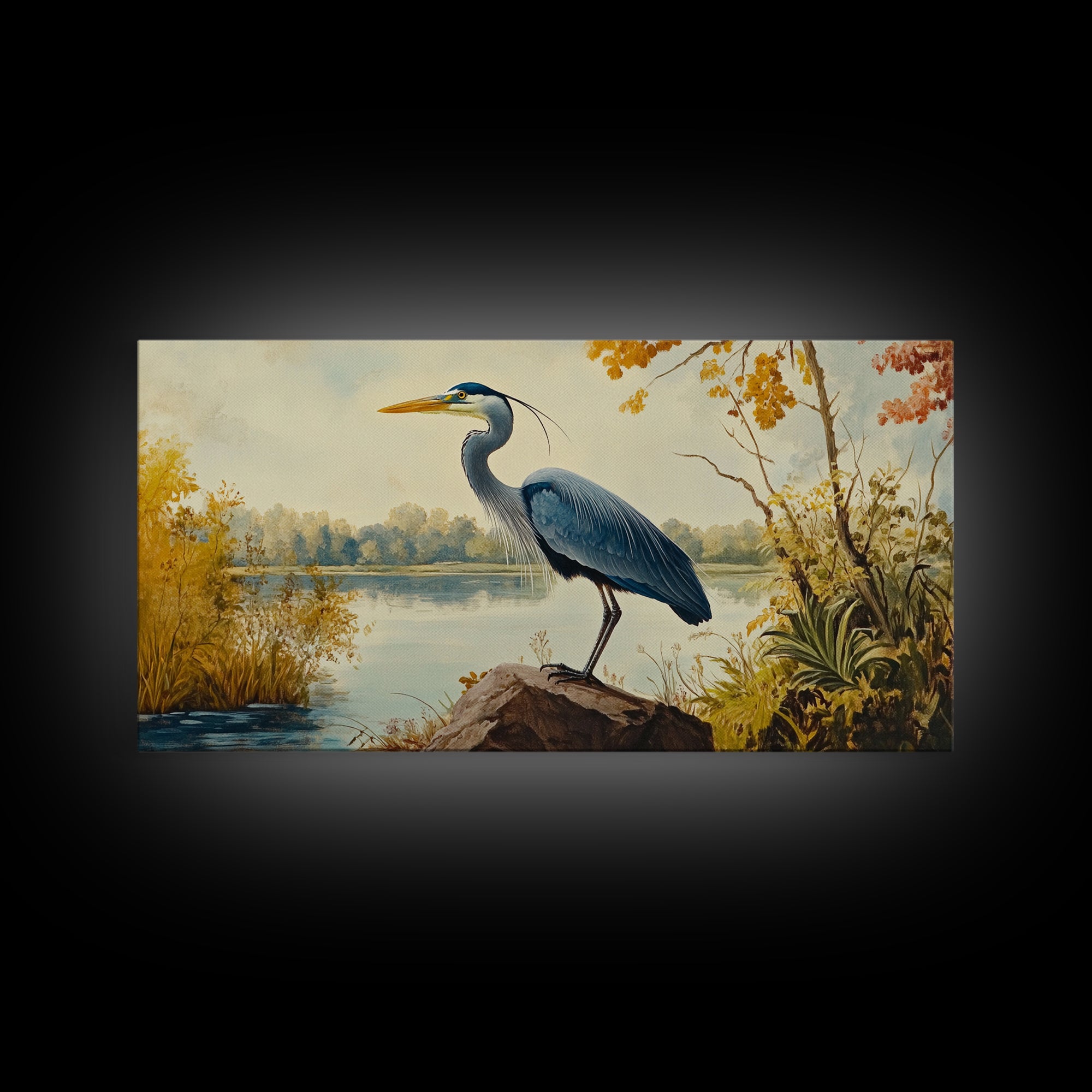 Blue Heron Painting Print | Florida Home Decor | Bird Painting | Nautical Art | Nautical Painting | Lake House Wall Art | Blue Heron Art