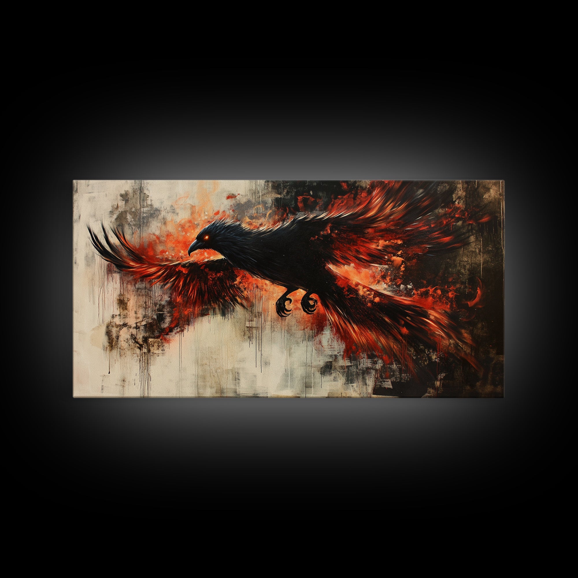 Black Phoenix Graffiti Art - Framed Canvas Print - Phoenix Painting - Phoenix Art - Phoenix Decor - Metal Phoenix Wall Art