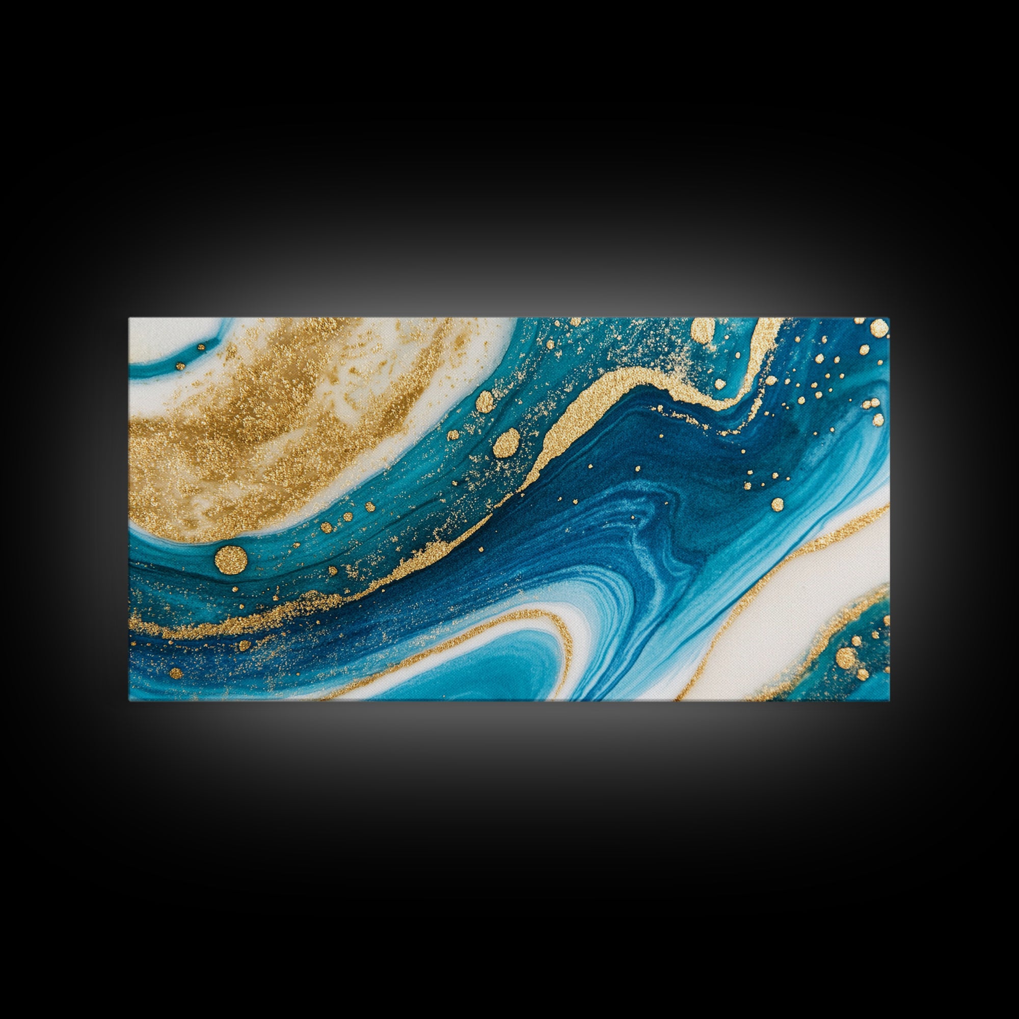 Blue, White and Gold Marble Canvas Print - Marble Painting - Centerpiece Wall Art - Statement Piece - Bold Artwork - Trendy Art - Abstract Art