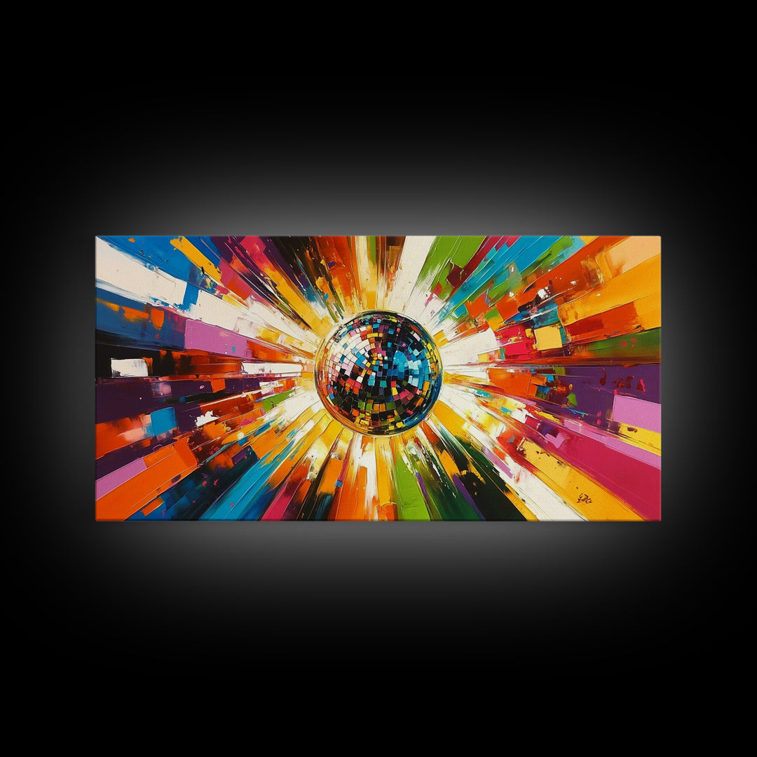 Disco Ball Painting Canvas Print, Funky Wall Art, Disco Ball Art, Disco Ball Print, Mirrorball Poster, Disco Poster, Music Room Decor