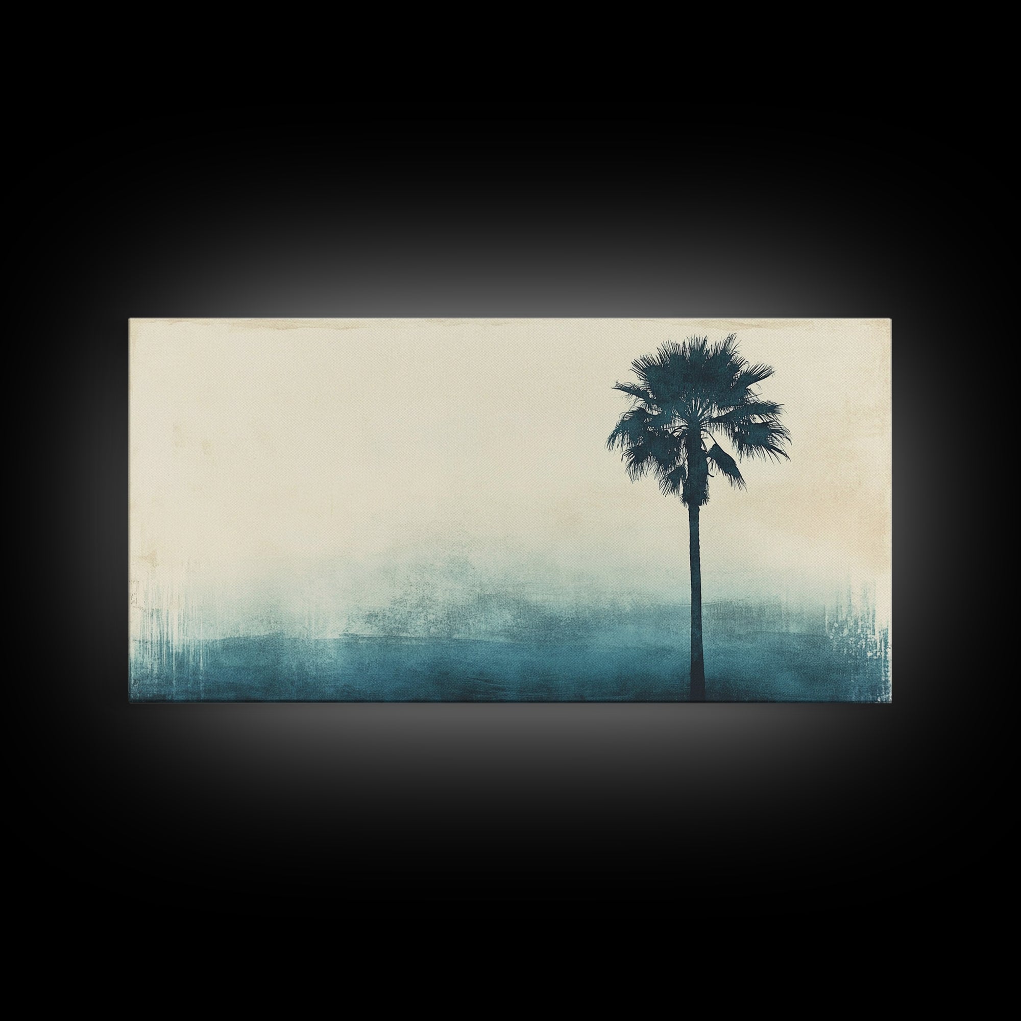 Abstract Palm Tree Nautical Oil Painting Canvas Print Ready To Hang