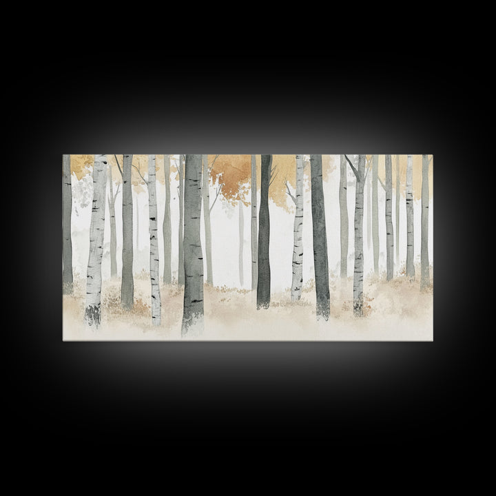 Aspen Trees Oil Painting Print Canvas, Autumn Aspens Print, Muted White Winter Wall Art, Country Farmhouse Wall Decor, Abstract Landscape Art