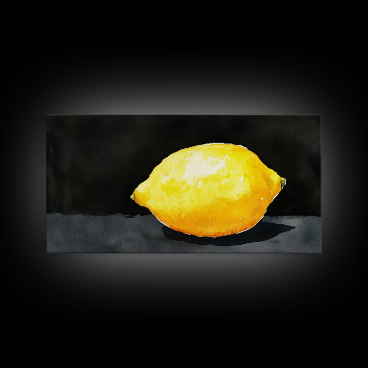 A Whole Lemon - Framed Canvas Print - Abstract Watercolor Lemon Painting - Kitchen Wall Art