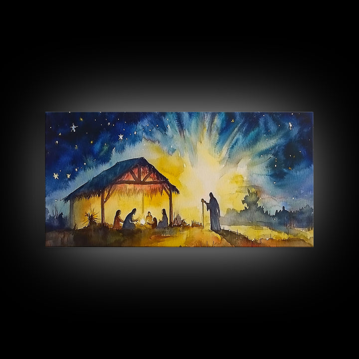 Christmas Wall Art Framed Canvas Print - Nativity Painting - Nativity Decor - Christian Wall Art - Jesus Art - Jesus Painting