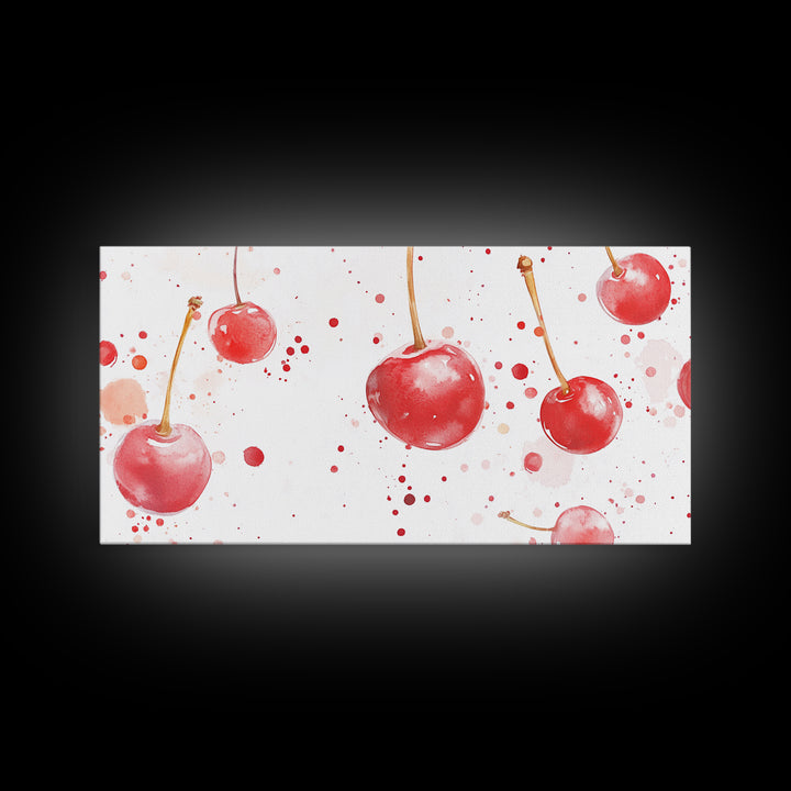 Cherry Painting Canvas Print - Kitchen Wall Art - Kitchen Decor - Cherry Wall Art - Kitsch Decor - Eclectic Home Decor