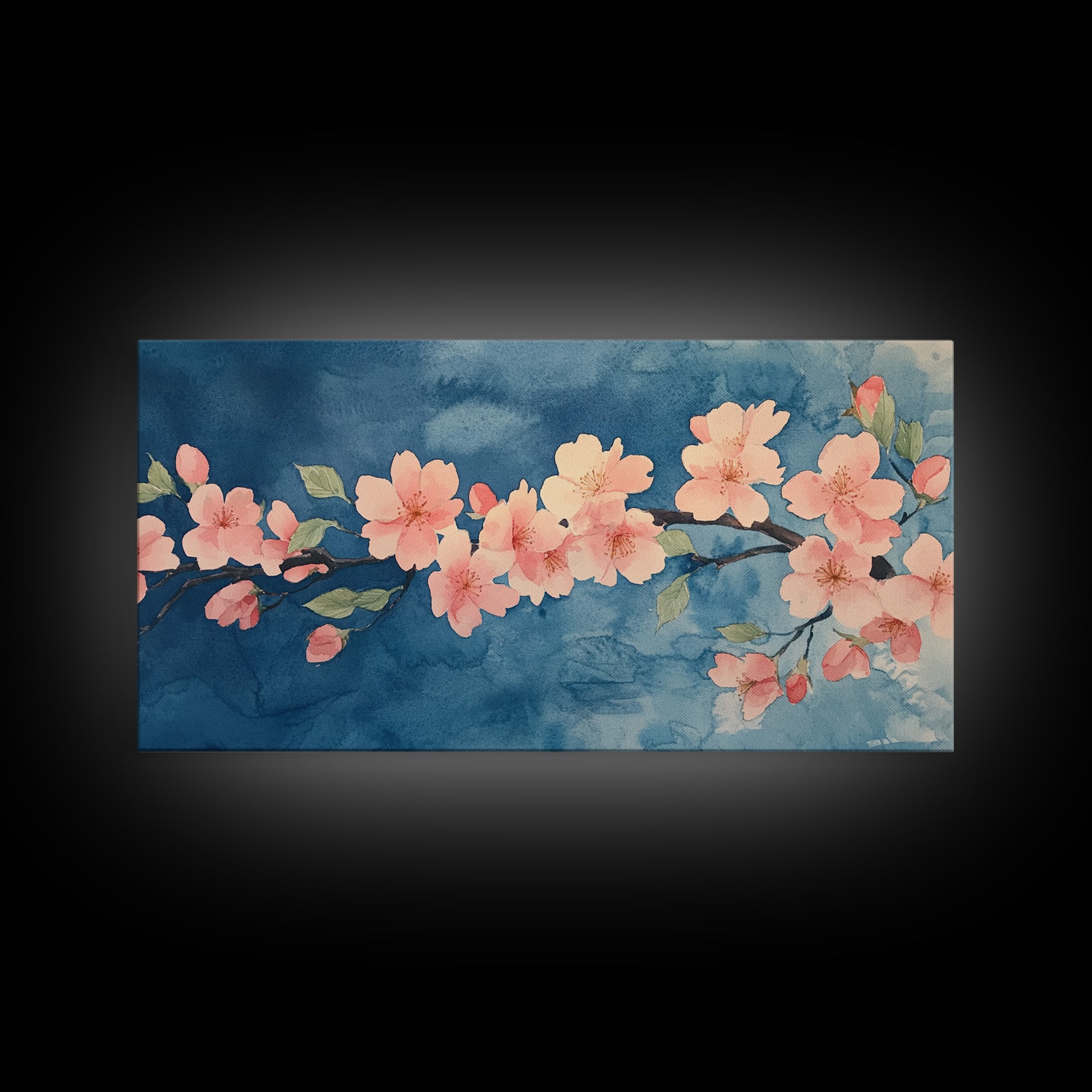 Cherry Blossoms Wall Art Canvas Print  - Pink Cherry Blossom Canvas Oil Painting - Wabi Sabi Wall Art - Purple Tree Nature Decor