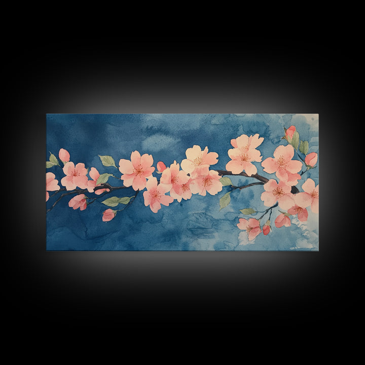 Cherry Blossoms Wall Art Canvas Print  - Pink Cherry Blossom Canvas Oil Painting - Wabi Sabi Wall Art - Purple Tree Nature Decor