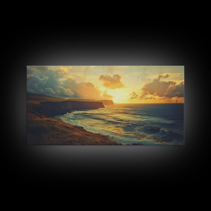 Cliffs of Moher Framed Canvas Print, Ireland Painting, Ireland Decor, Ireland Wall Art, Living Room Home Decor