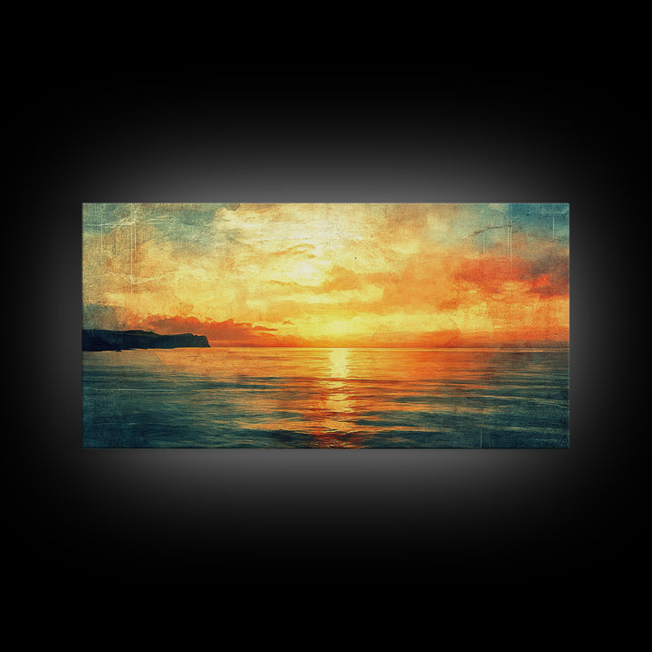 Nautical Landscape Canvas Print, Ocean Art, Wood Framed Canvas, Ocean Home Decor, Seascape Painting, Nautical Nursery Decor