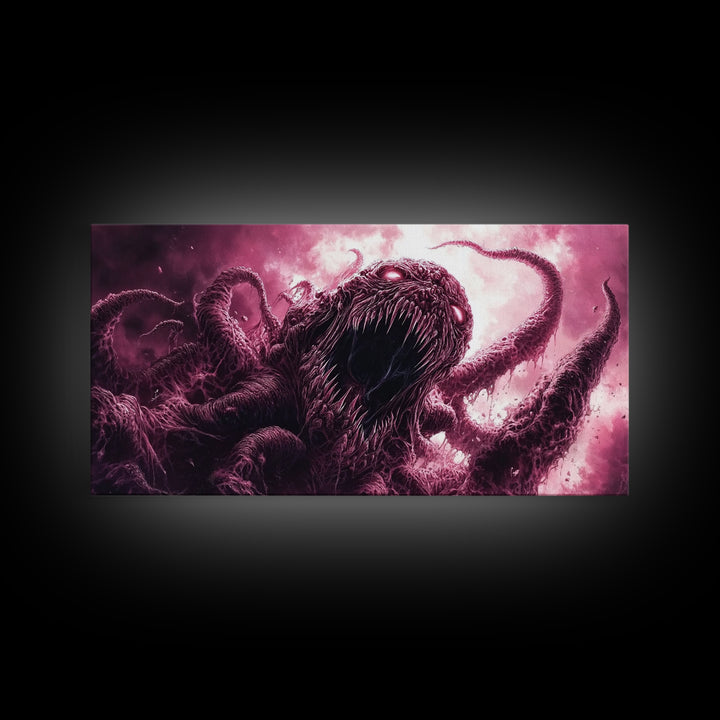 Cosmic Horror Wall Art Framed Canvas Print, Halloween Decor