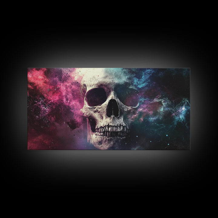 Cosmic Skull Wall Art, Cosmic Horror, Framed Canvas Print, Surreal Wall Decor, Ready To Hang Wall Art, Skull Painting, Skull Art