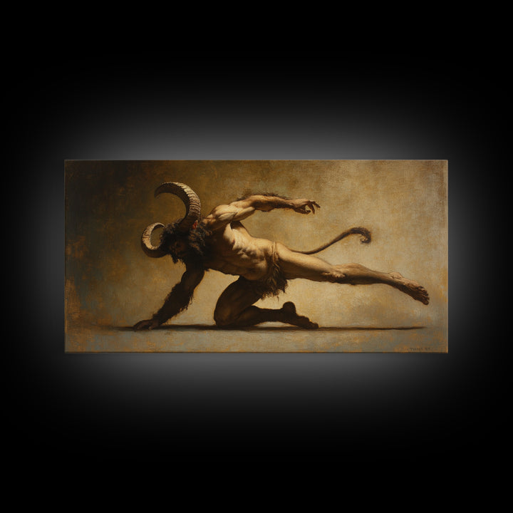 Canvas Print of Satyr, Victorian Gothic Wall Art, Satyr Painting Original, Satyr Oil Painting, Goth Decor, Spooky Wall Art