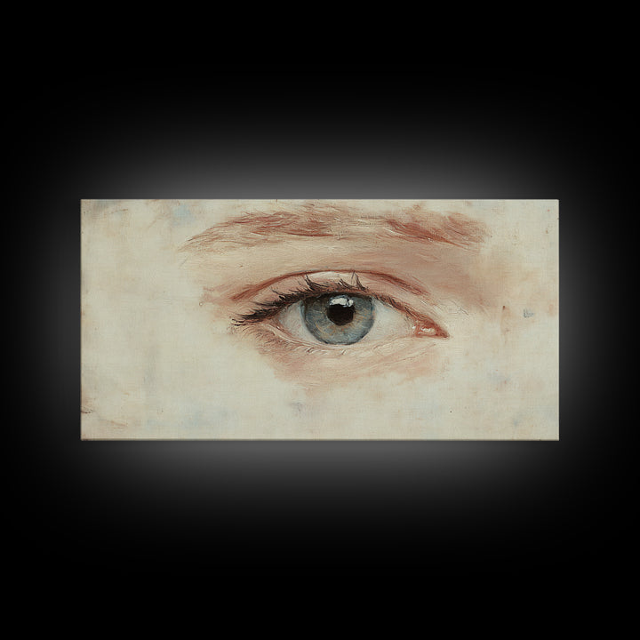 Closeup Study of an Eye Framed Canvas Print, Eye Oil Painting, Whimsical Home Decor, Paint of a Blue Human Eye