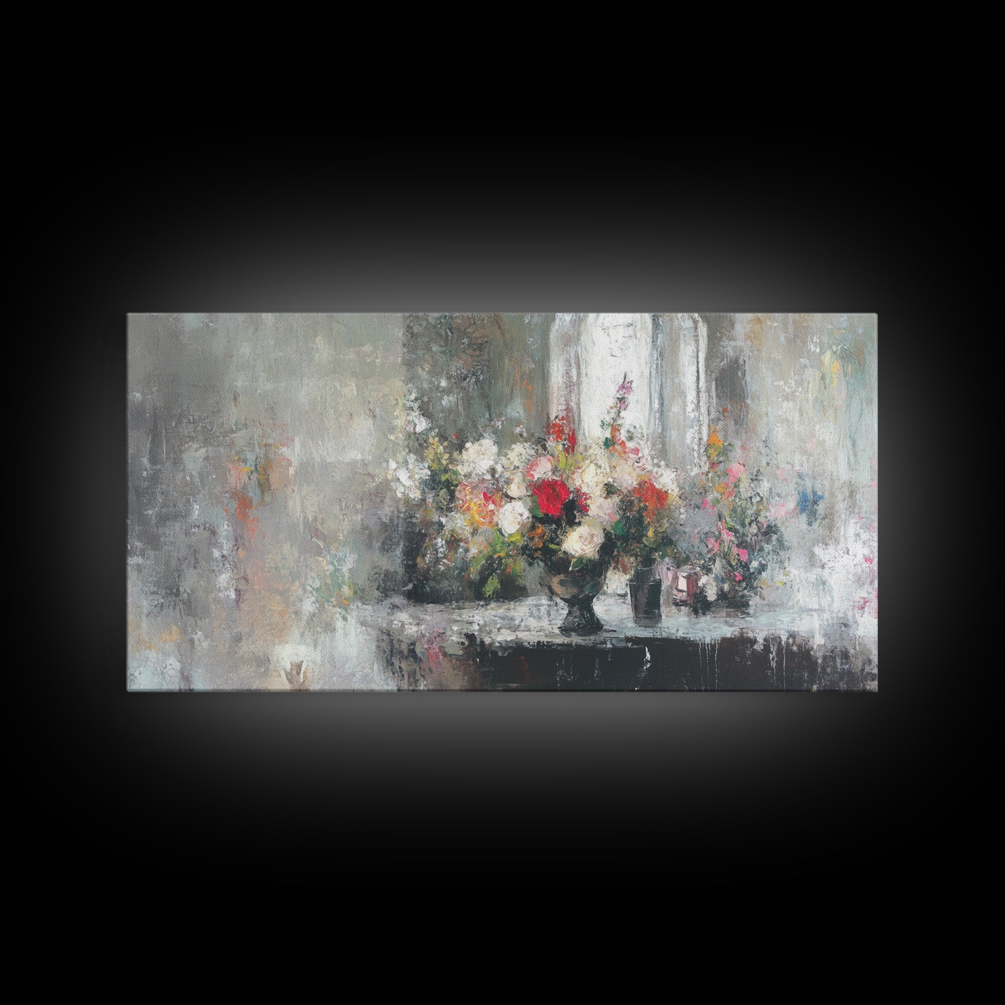 Canvas Print Oil Painting Still Life of Flowers, Wood Framed Art, Whimsical Home Decor, Floral Oil Painting, Flower Painting, Still Life Art