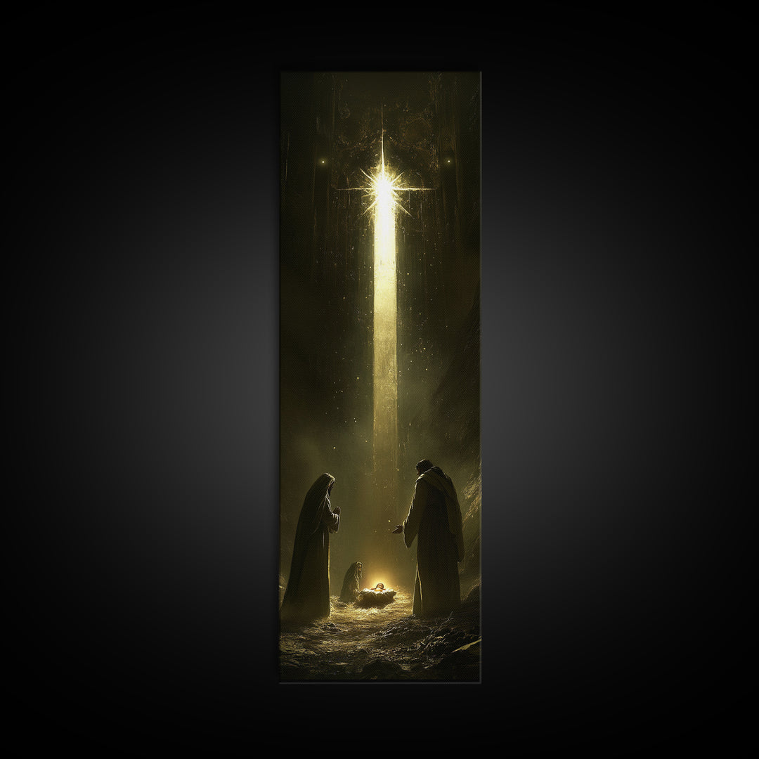 Nativity Painting Print, Wall Art, Christian Wall Decor, Tall and Skinny Wall Art, Narrow Art For Tight Space, Nativity Painting, Nativity Art