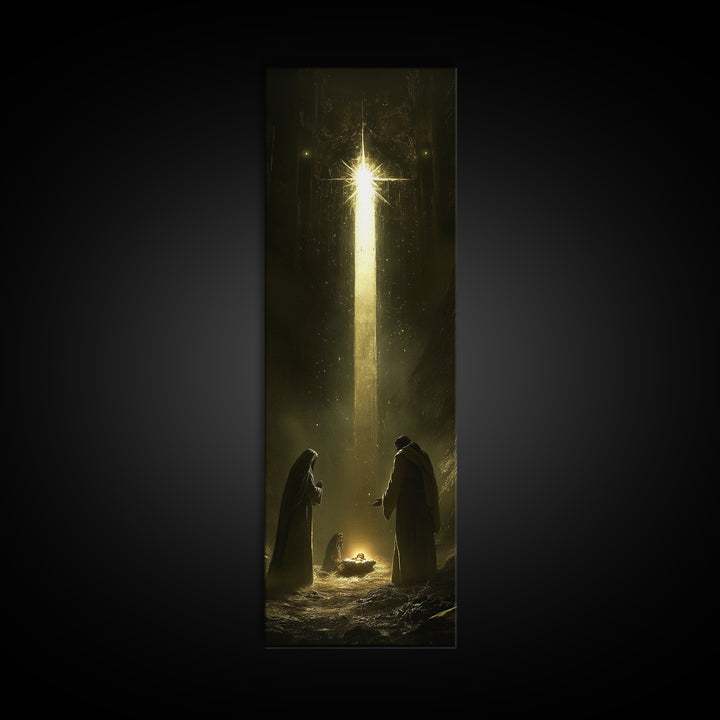 Nativity Painting Print, Wall Art, Christian Wall Decor, Tall and Skinny Wall Art, Narrow Art For Tight Space, Nativity Painting, Nativity Art