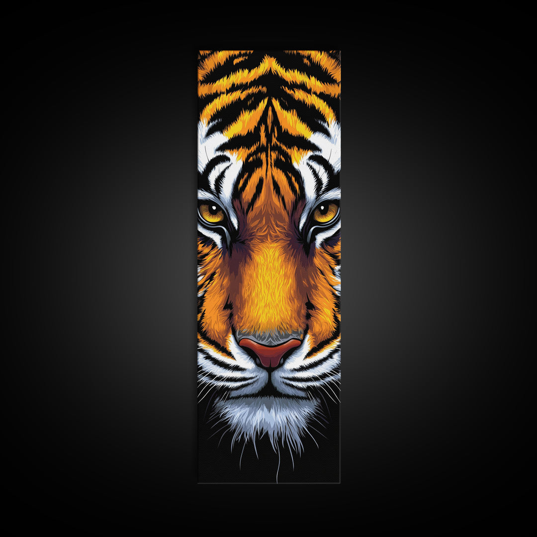 Fierce Tiger Face Framed Canvas Print, Bold Animal Wall Art, Wildlife Decor Above Couch Art, Statement Piece Christmas