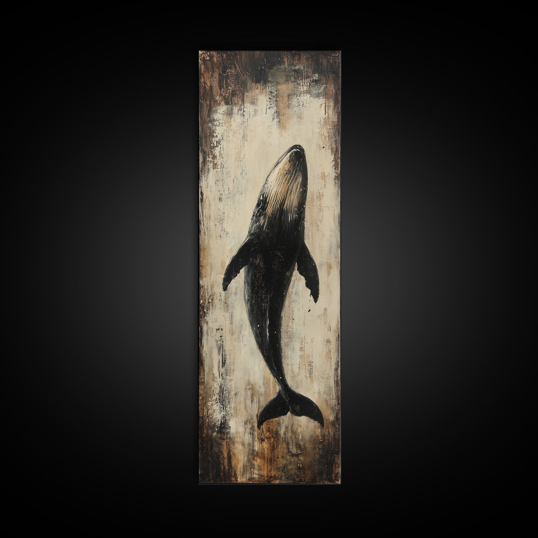Majestic Whale Painting Framed Canvas Print, Nautical Wall Art, Coastal Decor Living Room Art, Rustic Decor Gift Idea Christmas