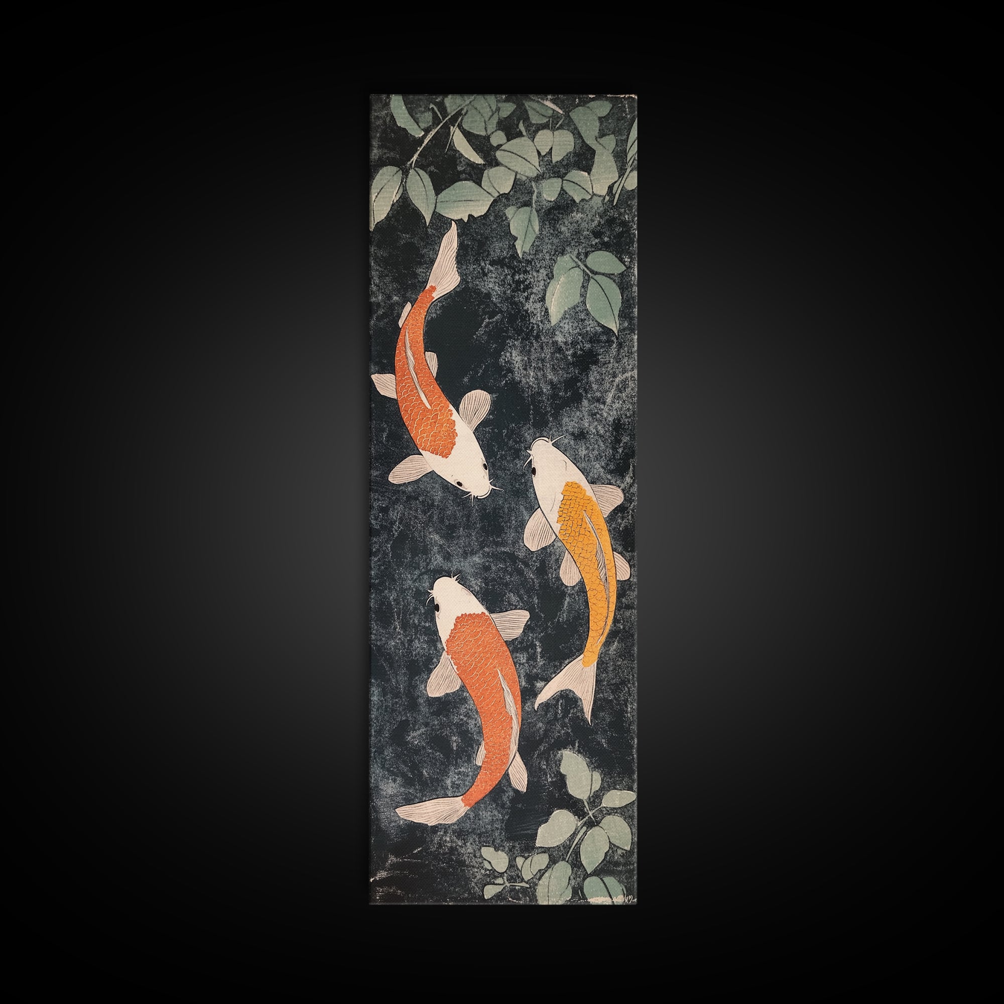 Canvas Print Koi Fish Painting Asian Decor Chinoiserie Wall Art Nature Inspired Wabi Sabi Art Ideal Living Room Minimalist Art
