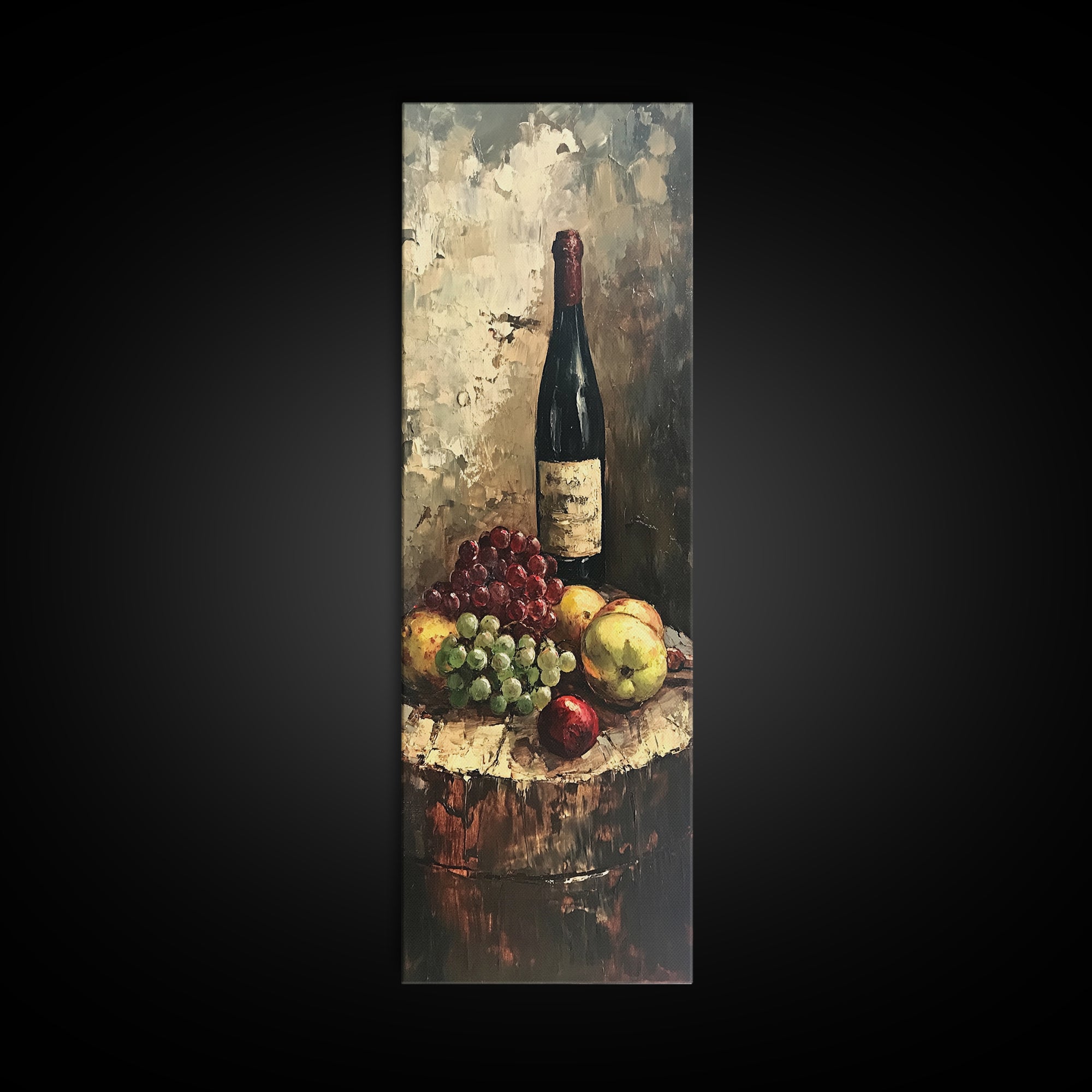 Retro Wine Cellar Wall Art, Long Narrow Wall Art, Tall Skinny Art, Wine Oil Painting Still Life, Tall Narrow Wall Art, Tall Skinny Home Decor
