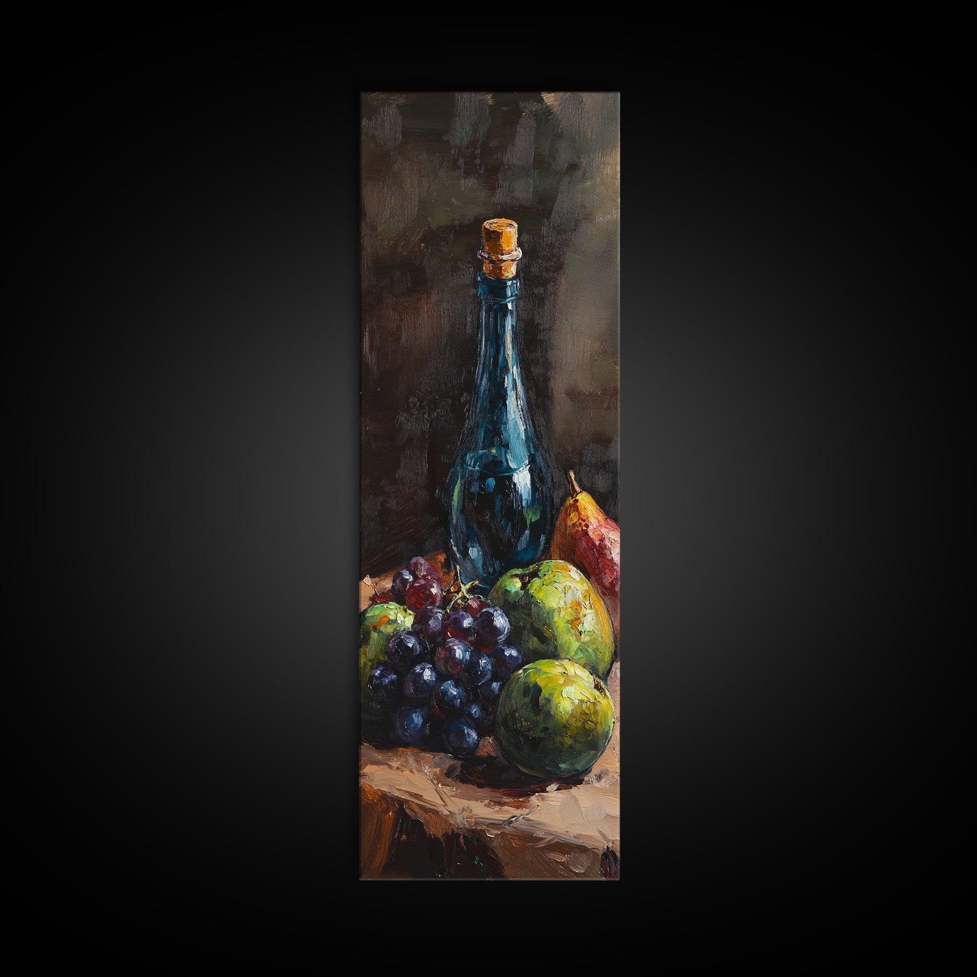 Restaurant Wall Art Still Life Oil Painting Print, Wine Bottle Painting, Tall Narrow Wall Art, Skinny Tall Art, Kitchen Decor, Wine Cellar Art