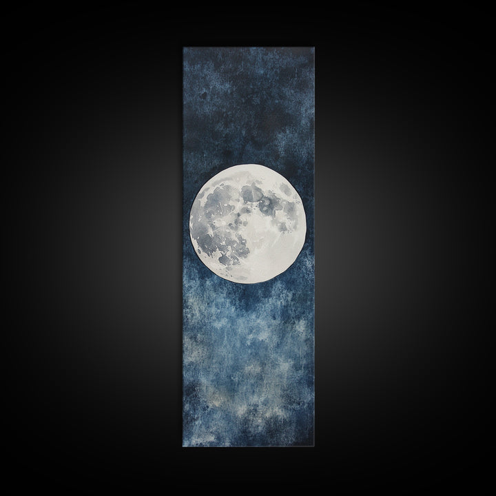 Framed Canvas Print Majestic Moon on Dark Sky, Coastal Inspired Wall Art, Nautical Home Decor, Large Wall Art Above Sofa Gift Him