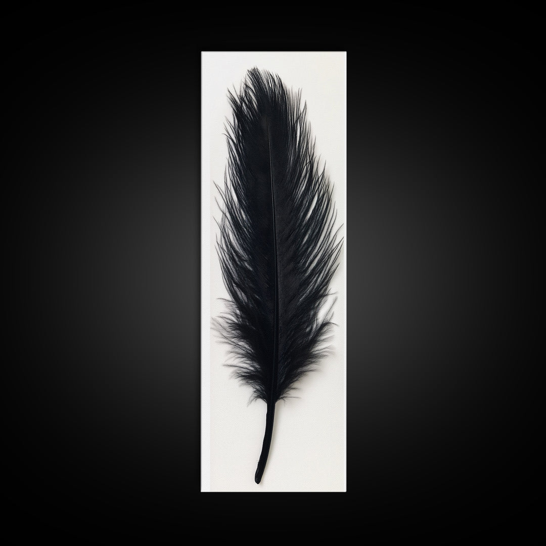 Abstract Black Feather Painting Print, Tall Skinny Art, Retro Home Decor, Abstract Art, Narrow Tall Wall Art, Feather Art, Farmhouse Art