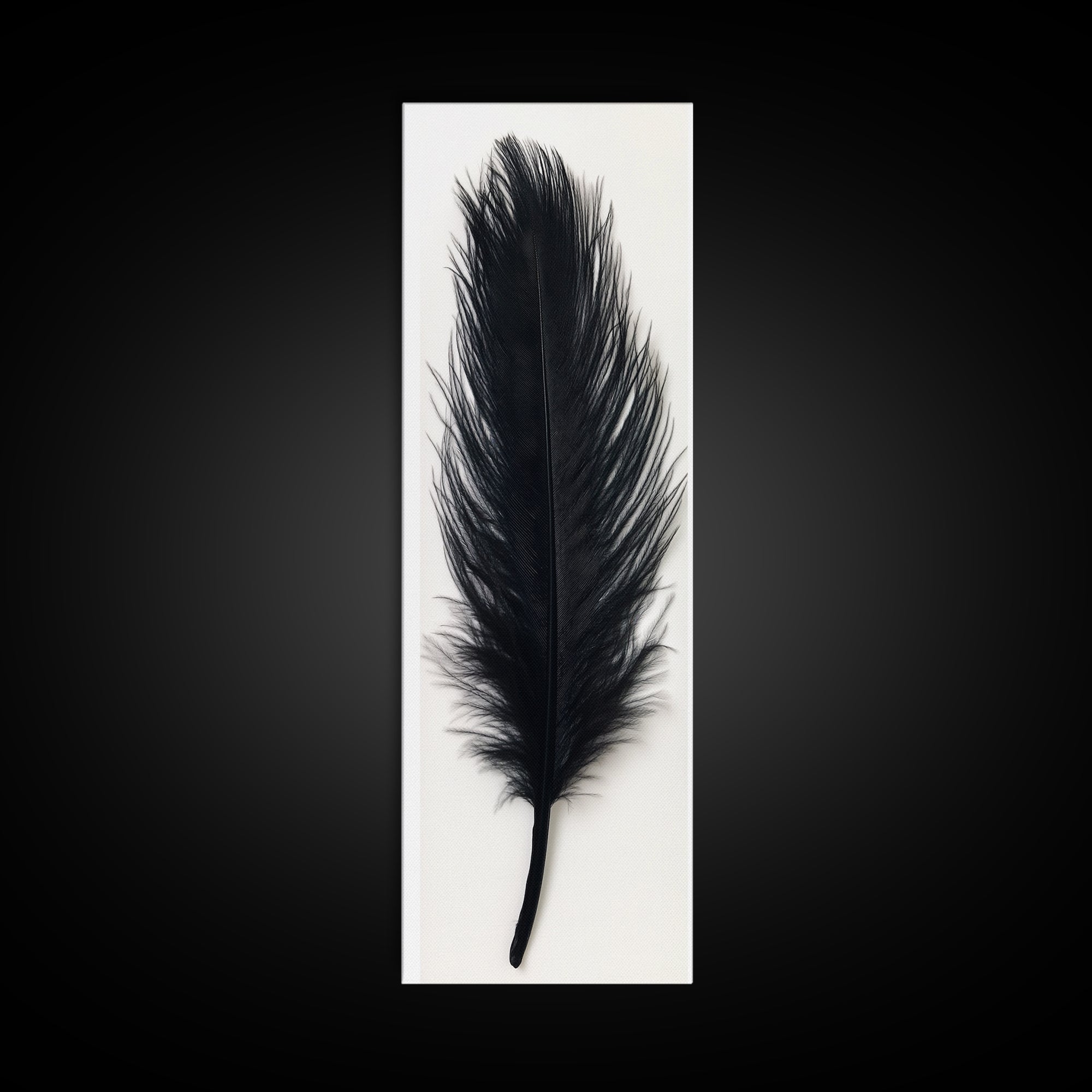 Abstract Black Feather Painting Print, Tall Skinny Art, Retro Home Decor, Abstract Art, Narrow Tall Wall Art, Feather Art, Farmhouse Art