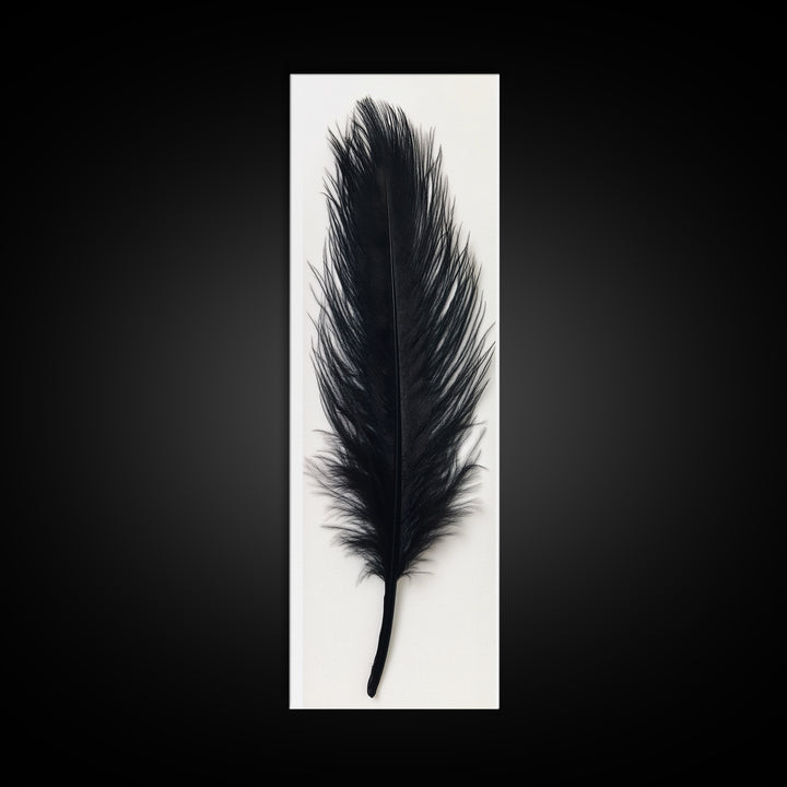 Abstract Black Feather Painting Print, Tall Skinny Art, Retro Home Decor, Abstract Art, Narrow Tall Wall Art, Feather Art, Farmhouse Art