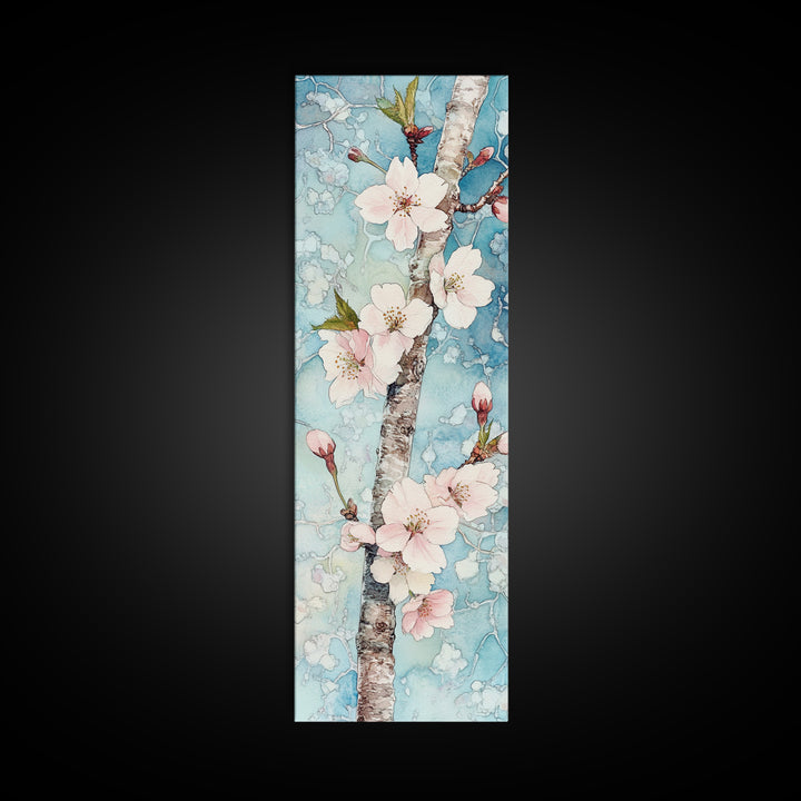 Blossoming Sakura Tree Branch Artwork - Framed Canvas Print for Japanese Wall Art, Cherry Blossom Decor, Pink Floral Art, Botanical Wall Print