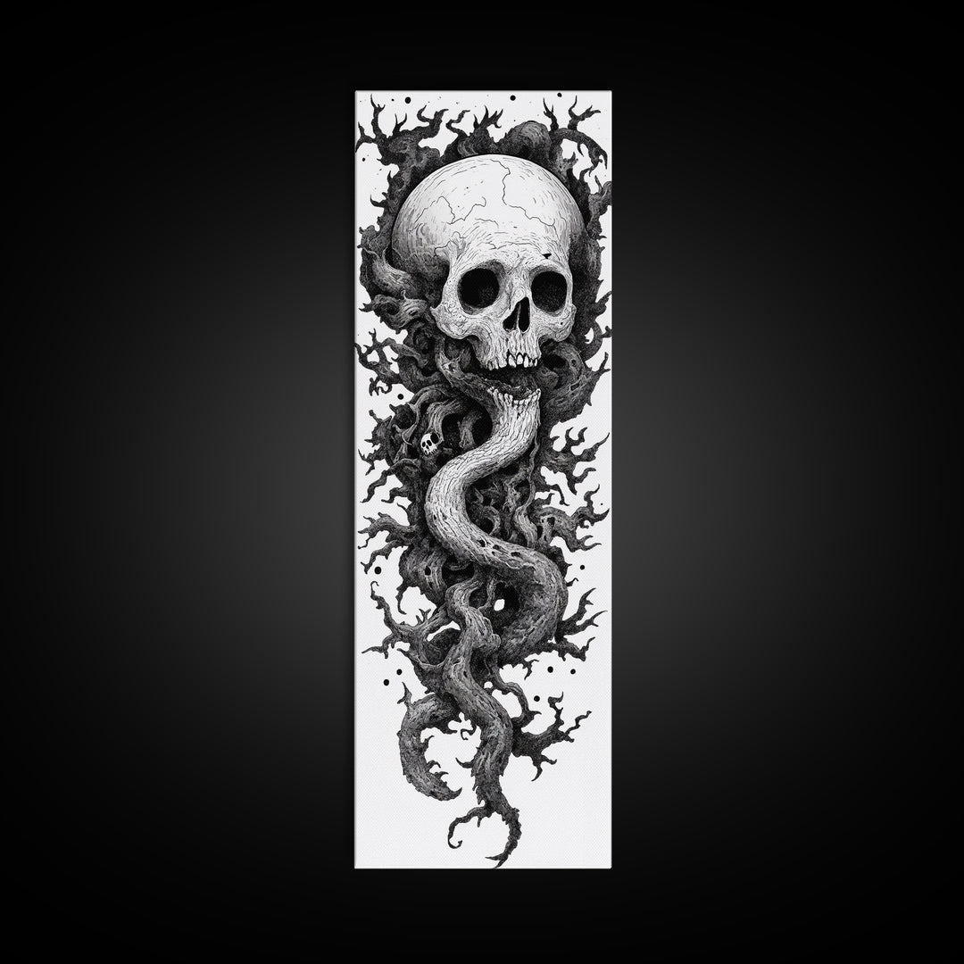 Cosmic Horror Wall Art Framed Canvas Print, Skull Art, Skull Painting Print, Skull Wall Art, Halloween Decor