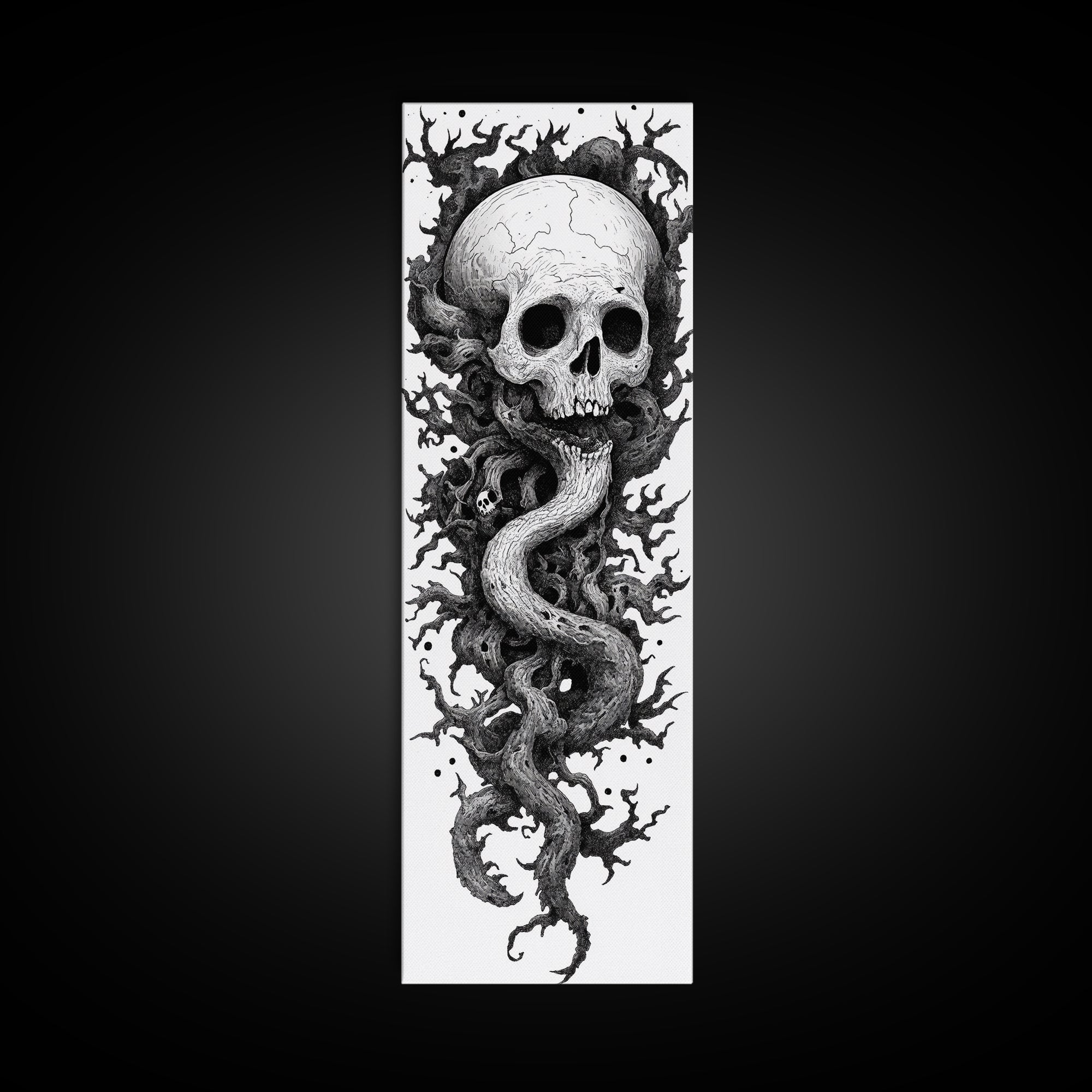 Cosmic Horror Wall Art Framed Canvas Print, Skull Art, Skull Painting Print, Skull Wall Art, Halloween Decor