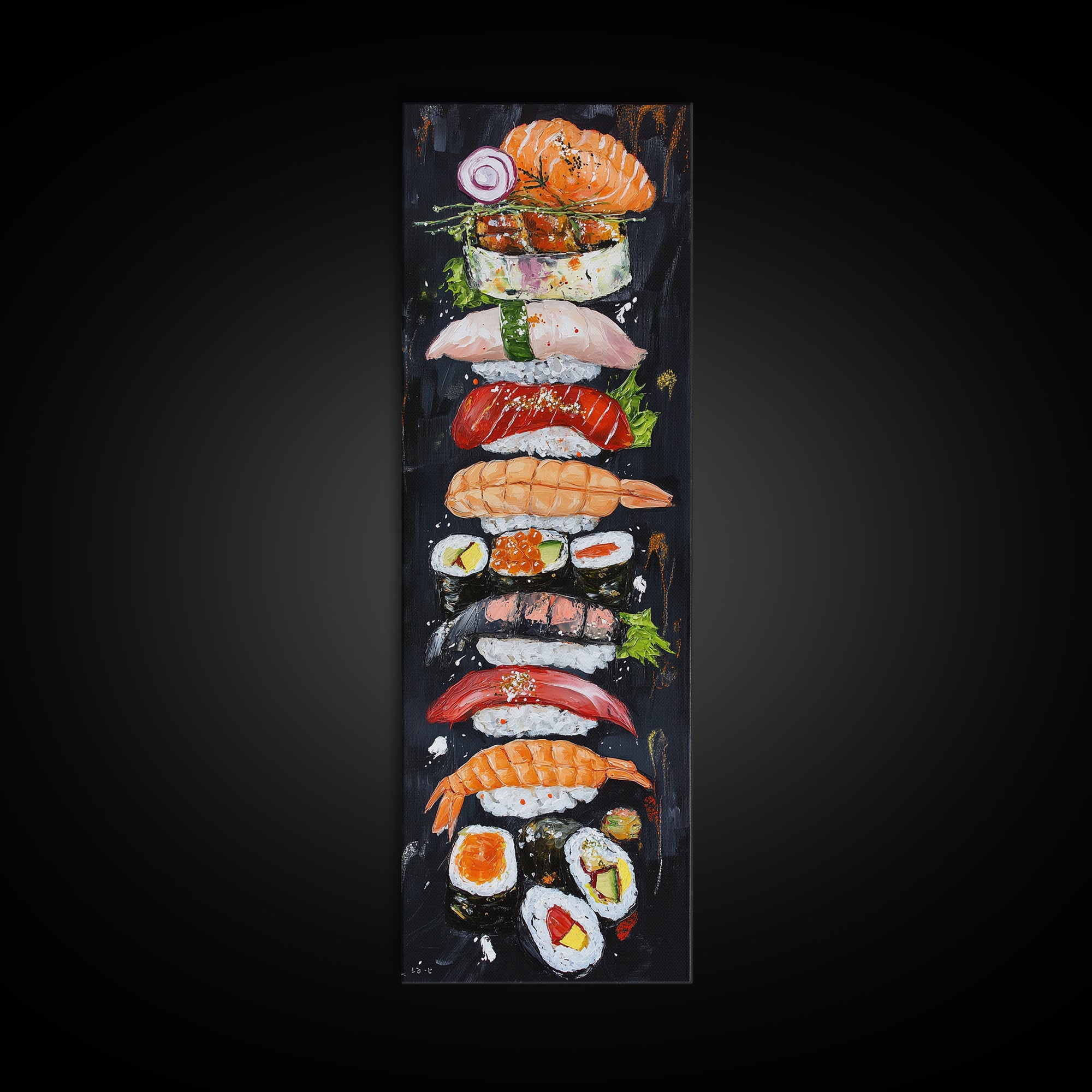 Funky Kitchen Wall Art Sushi Painting Print Framed Canvas | Sushi Decor | Kitchen Painting Decor | Kitsch Decor | Eclectic Wall Art