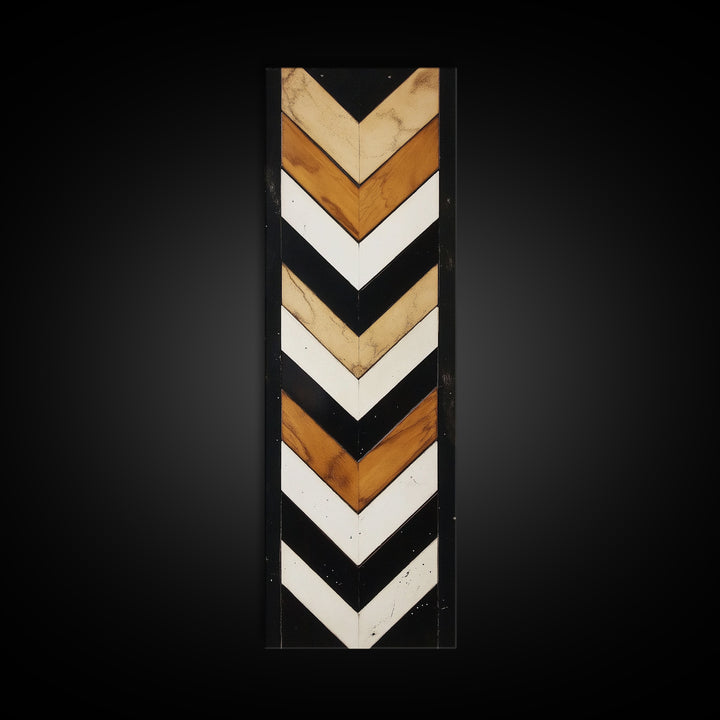 Retro Chevrons Wall Art - Framed Canvas Print - Mid Century Modern Wall Art - Unique Home Decor - Tall Narrow Art - Skinny Art