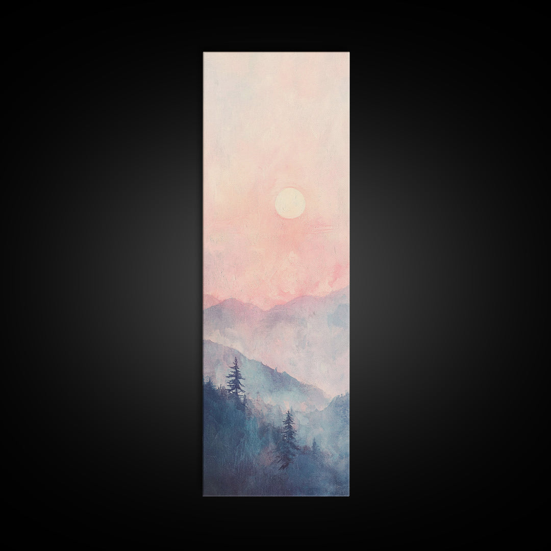 Sunset Over the Blue Ridge Mountains, Framed Canvas Print, Blue Ridge Mountains Painting, Home Decor, Ready To Hang Art, Mountain Painting