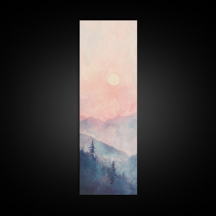Sunset Over the Blue Ridge Mountains, Framed Canvas Print, Blue Ridge Mountains Painting, Home Decor, Ready To Hang Art, Mountain Painting