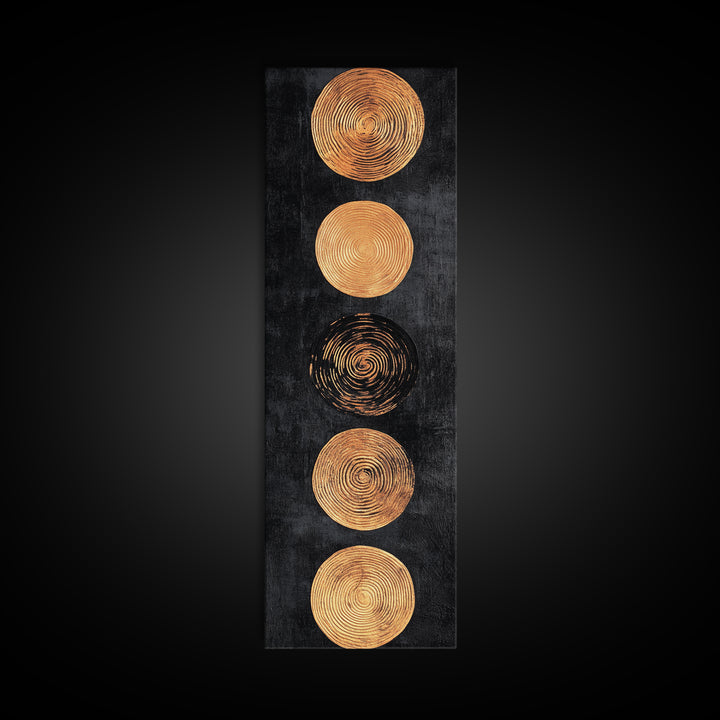 Canvas Print of Gold and Black Sacred Geometry Art, Moroccan Wall Art, Mosaic Style Decor, Tall Narrow Art, Skinny Wall Art, Living Room Art