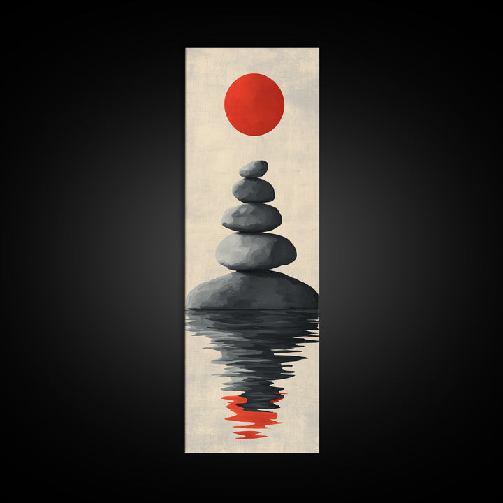 Canvas Print of Zen Art with Stacked Stones, Japanese Inspired, Minimalist Wall Art, Meditative Decor, Above Couch Art, Zen Wall Art, Peaceful Vibe