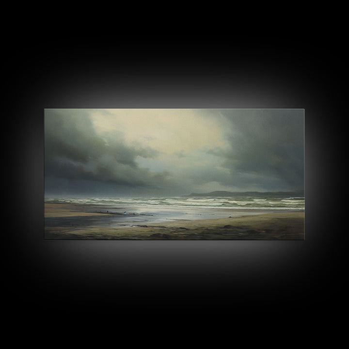 Moody Muted Landscape Oil Painting Canvas Print Wall Art, Nature Framed Large Gallery Art, Minimalist Art, Ready To Hang, Moody and Drab Art