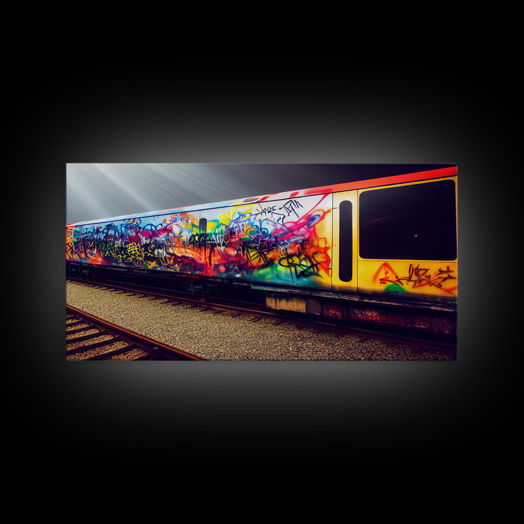 Train car graffiti wall decor, train box car, ready to hang canvas print wall art, graffiti art