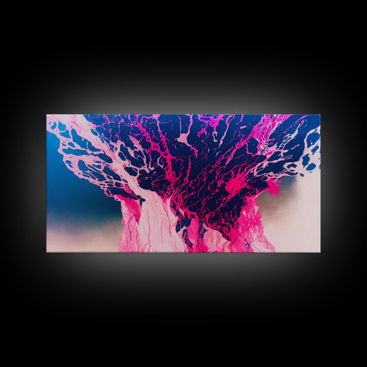 Neon Pink Explosion, Trippy Psychedelic Art, Ready To Hang Canvas Print, Framed Canvas Wall Art
