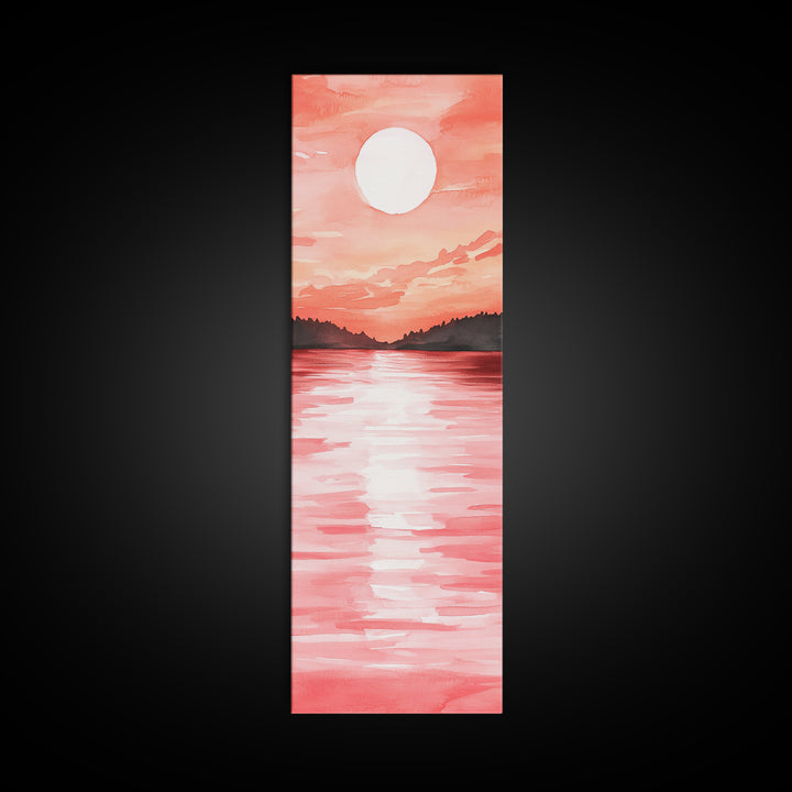 Sunset Canvas Print Coastal Landscape Art Rustic Decor Horizontal Wall Art Bedroom Gift Idea Light Pink Aesthetic Nature Painting