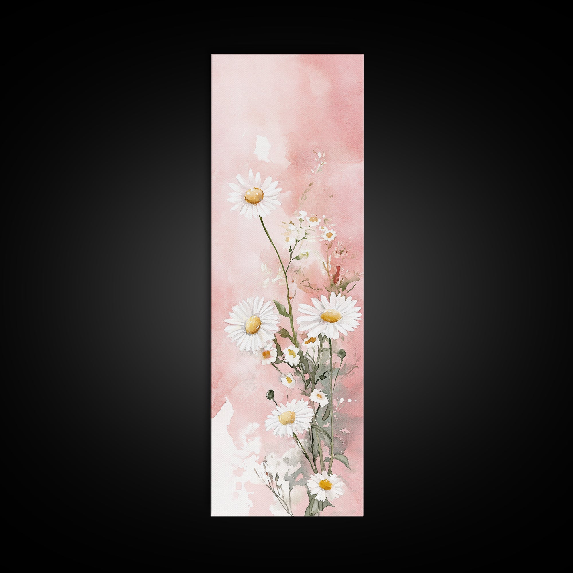Daisy Canvas Print Wildflower Painting Rustic Floral Art Farmhouse Decor Light Pink Vertical Wall Art Bedroom Gift Idea Botanical Prints
