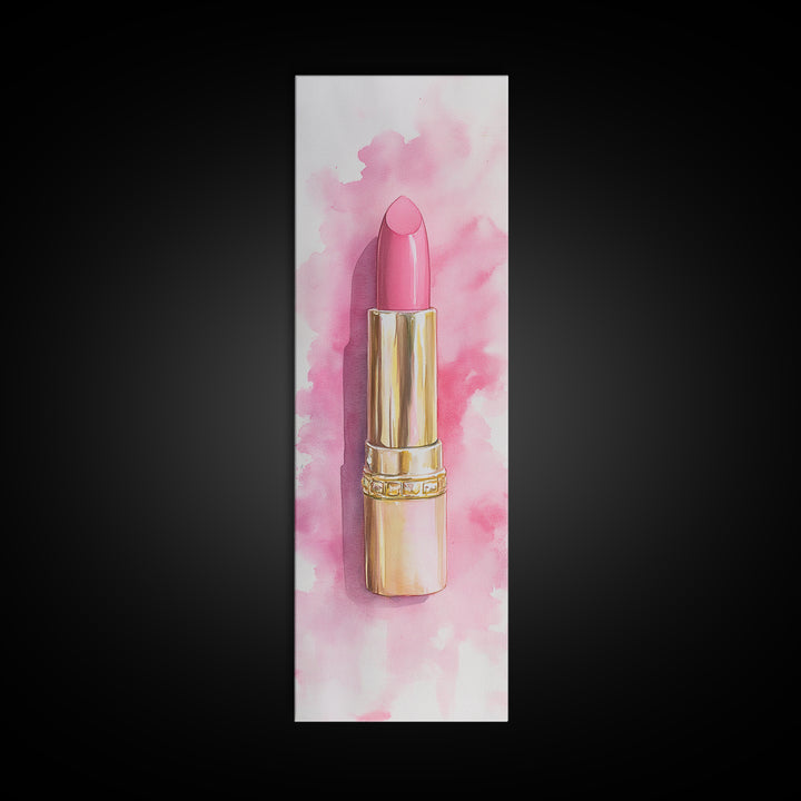 Pink Lipstick Canvas Print Feminine Pink Abstract Art Light Pink Wall Art Whimsical Art Rustic Decor Vertical Gift Idea Above Sofa