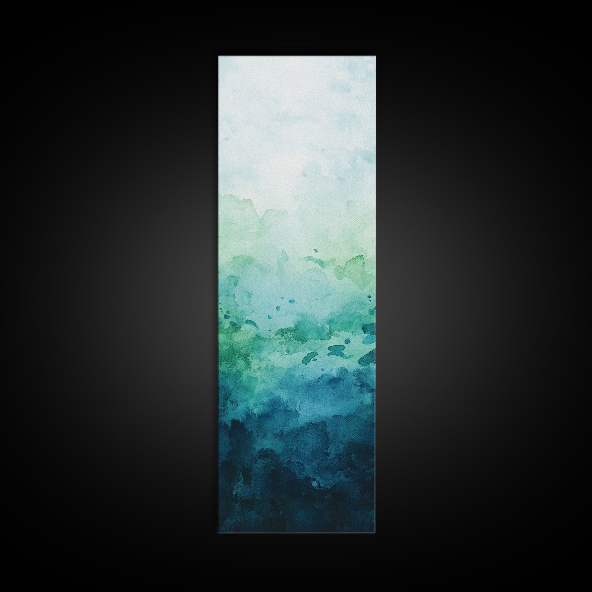 Gradient Watercolor Framed Canvas Print in Green and Blue, Sage Green Wall Art, Minimalist Art, Bedroom Art, Living Room Art