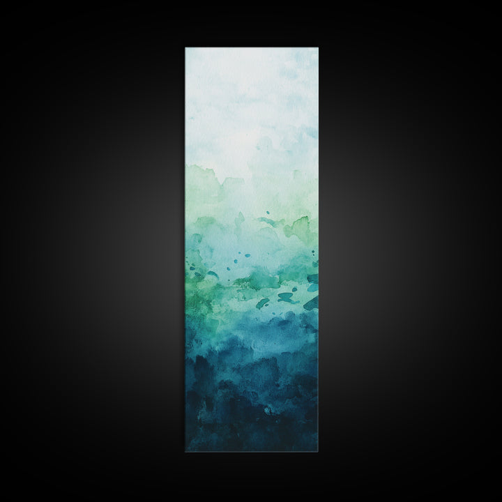 Gradient Watercolor Framed Canvas Print in Green and Blue, Sage Green Wall Art, Minimalist Art, Bedroom Art, Living Room Art