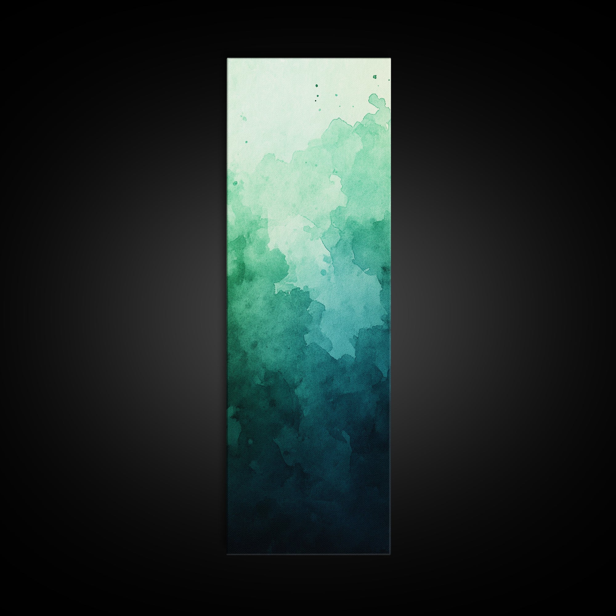 Deep Gradient Watercolor Canvas Print in Green and Teal, Sage Green Wall Art, Moody Art, Vertical Wall Art, Living Room Art, Gift Idea