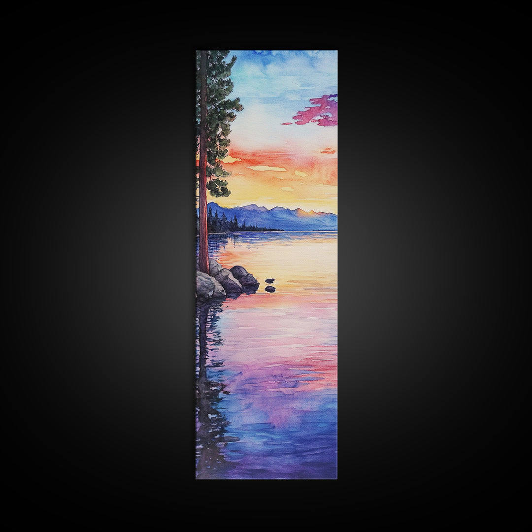 Canvas Print Lake Tahoe Art Coastal Landscape Sunset Wall Art Nautical Decor Horizontal Wall Art Living Room Art Christmas Gift